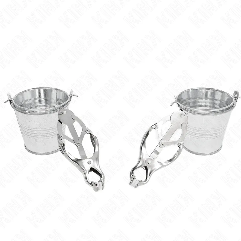 Kink - Japanese Clover Nipple Clamps With Buckets Silver