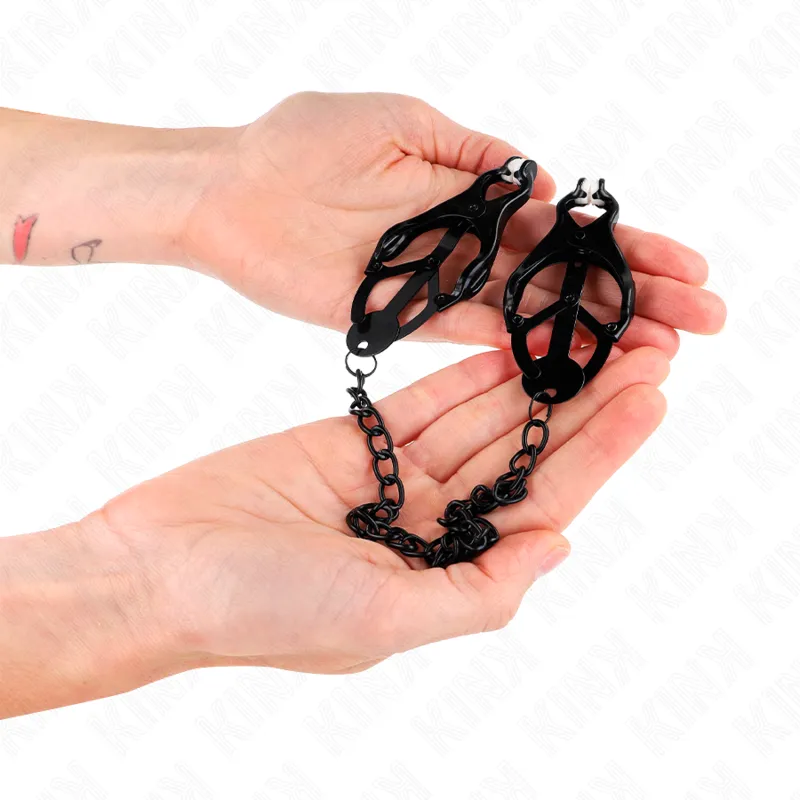 Kink - Japanese Clover Nipple Clamps With Chain Black 30 Cm