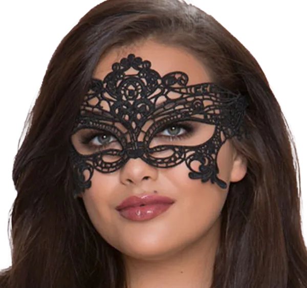 Queen Lingerie - Wide Black Lace Mask