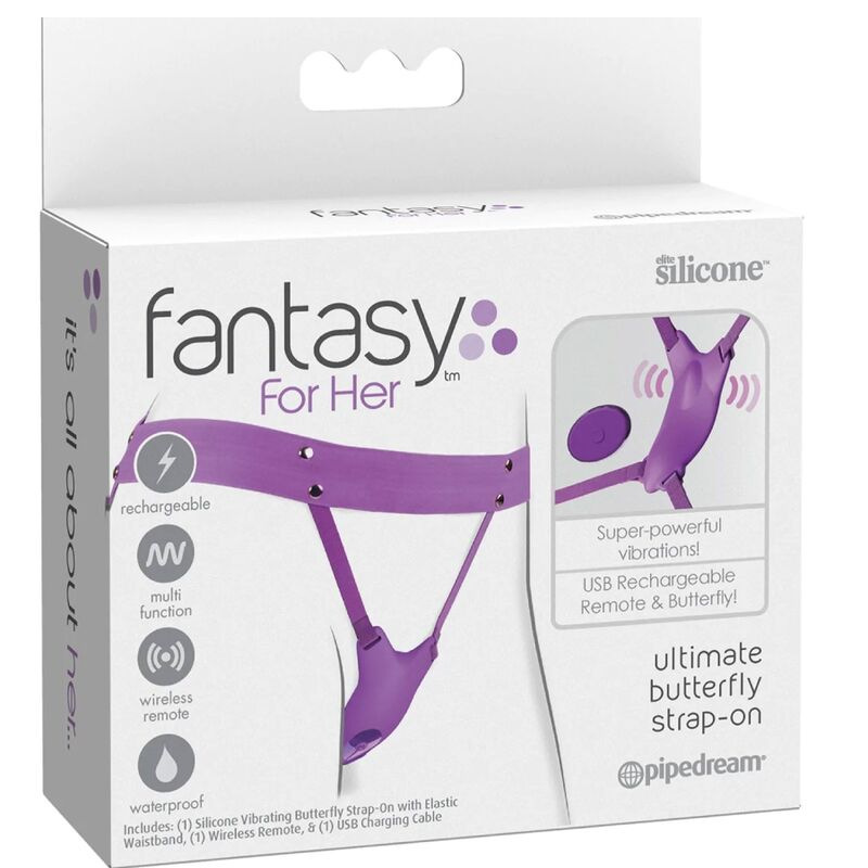 Fantasy for her - butterfly harness, vibrating rechargeable & remote control purple 4