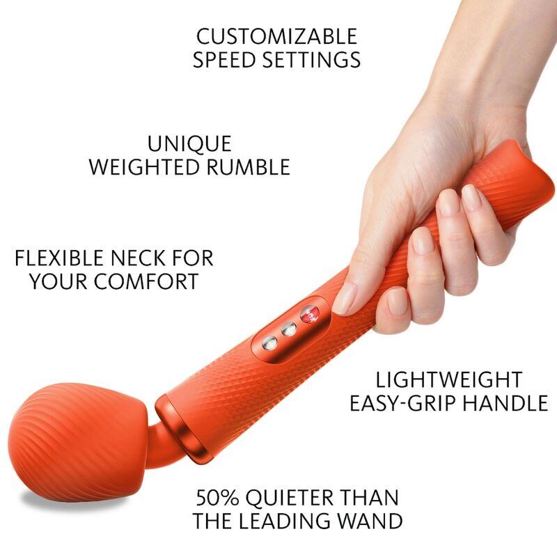 Fun Factory - Vim Silicone Rechargeable Vibrating Weighted Rumble Wand Sunrise Orange 1