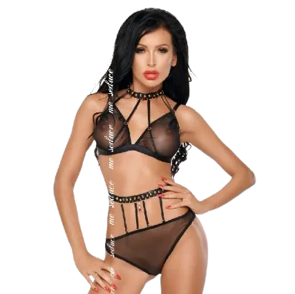 Me-Seduce Dotty 2 Pieces Set Black L/Xl