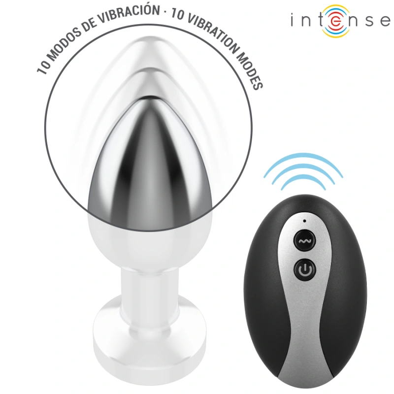 Intense - vibrating metal anal plug with led lights and remote control - size m 2