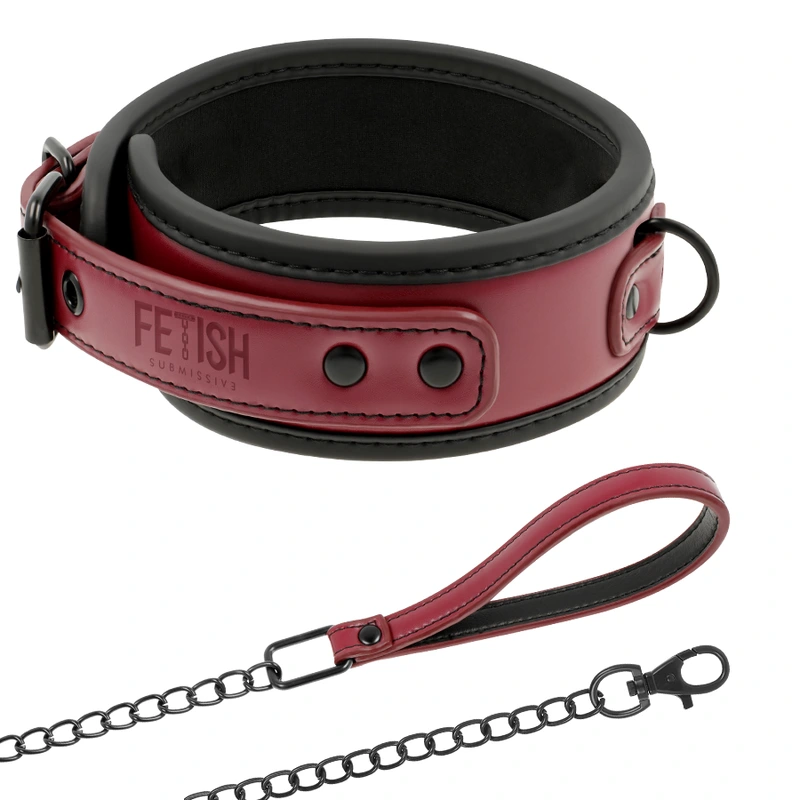 Fetish Submissive Dark Room Collar With Leash - Obojok