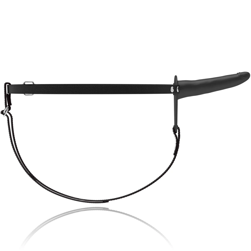 Fetish submissive harness - black silicone vibrator 15 cm 2