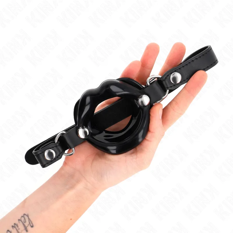 Kink - Lip 8 Cm Gag With Black Leatherette Strap 63 X 2 Cm Adjustable 39-58 Cm 1