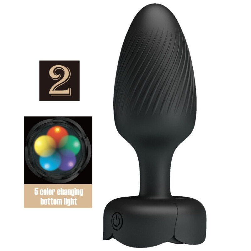 Pretty love - varian anal plug with led light black 10.8 cm