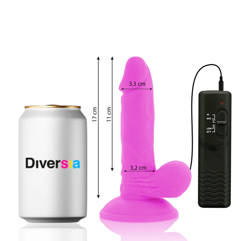 Diversia - flexible vibrating dildo purple 17 cm -o- 3.3 cm 1