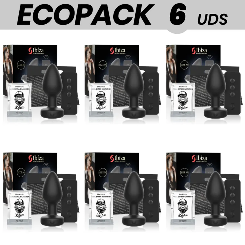 Ecopack 6 Units - Ibiza Anal Plug Remote Control Size M