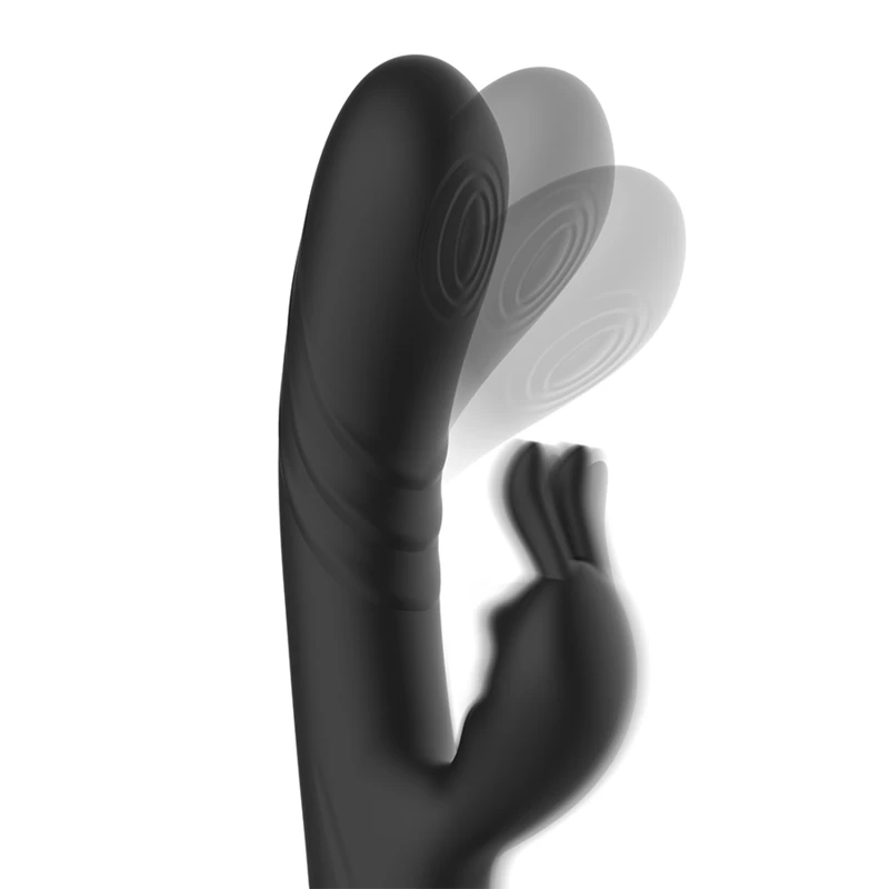 Black&silver - jamie rechargeable silicone rabbit stimulator black 2