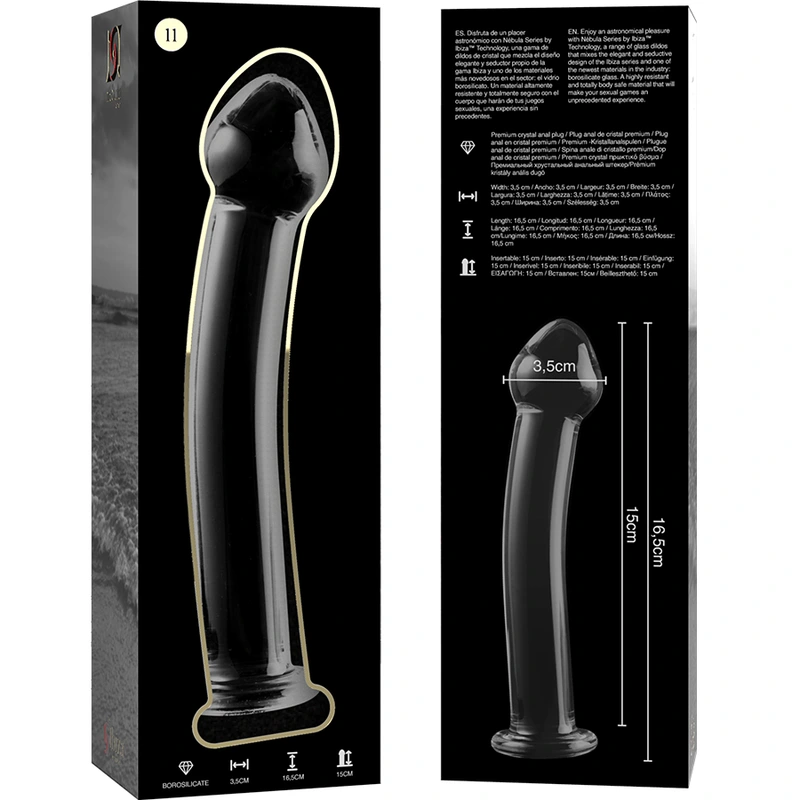 Nebula series by ibiza - model 11 dildo borosilicate glass clear 16 cm -o- 3 cm 5