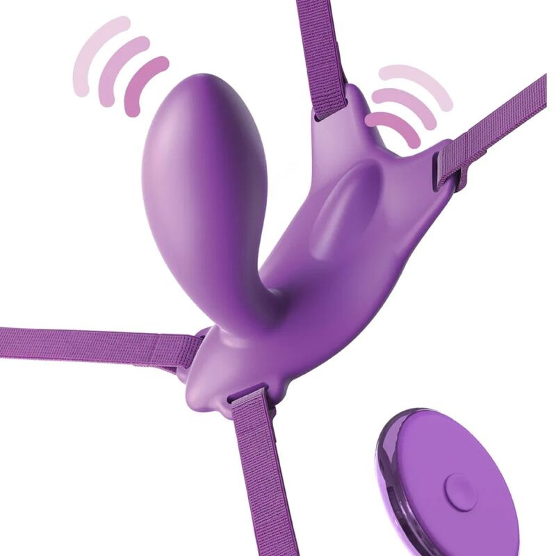Fantasy for her - butterfly harness g-spot with vibrator, rechargeable & remote control violet 1