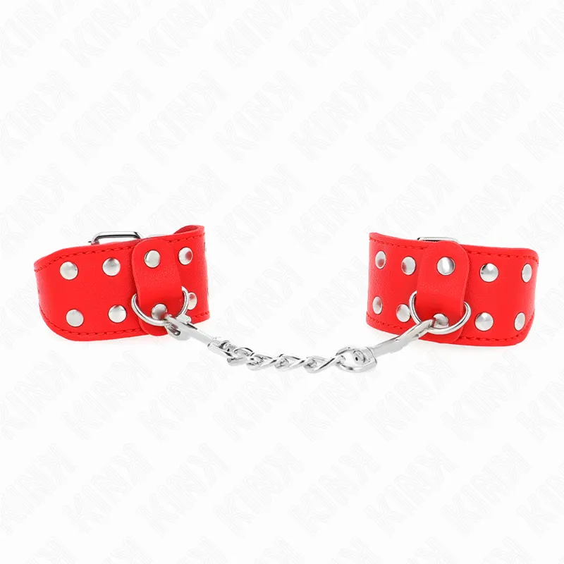 Kink - Wristbands With Double Line Of Adjustable Studs Red