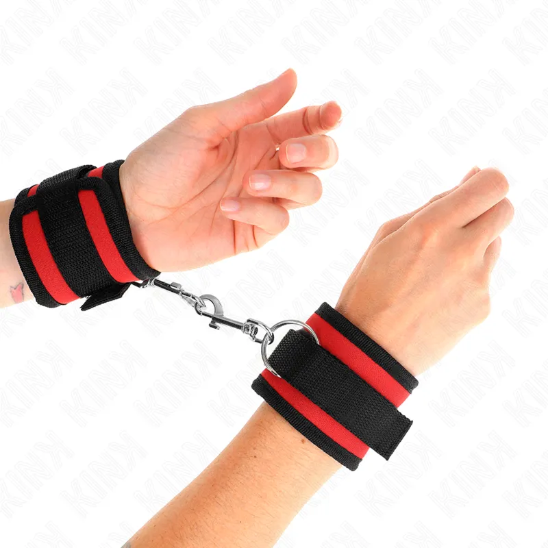 Kink - Nylon Bind Hook&Loop Wrist Restraints Red-Black Model 2 Adjustable 18-35 Cm X 6 Cm