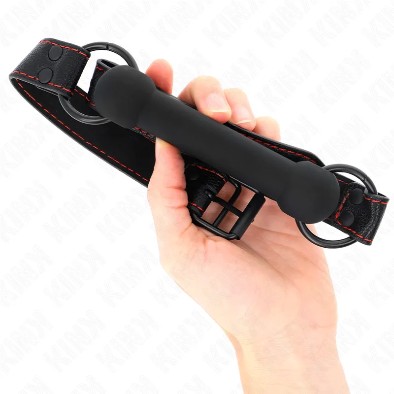 Kink - Bone Gag With Leatherette Strap Black Adjustable 41-57 Cm 3