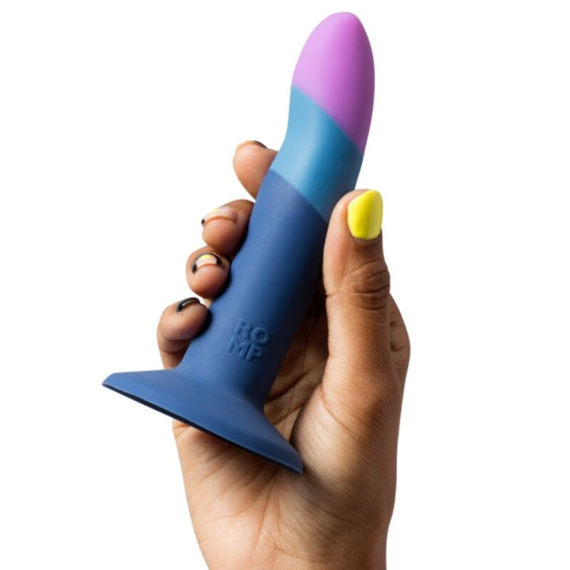 Romp - piccolo harness + silicone dildo with tricolor suction cup 14 cm 3