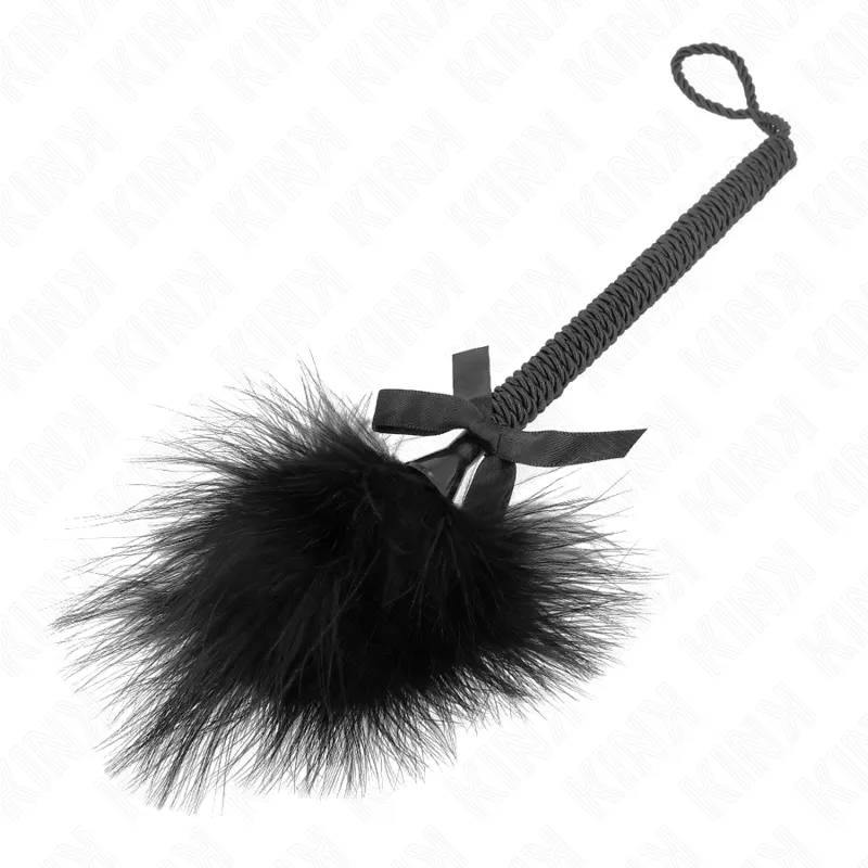 Kink - Nylon Rope Wand With Tickle Feathers And Black Bow 25 Cm