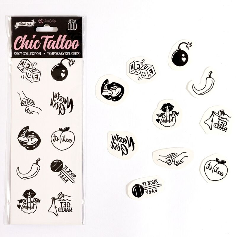 Secret play - set of 10 spicy collection temporary tattoos