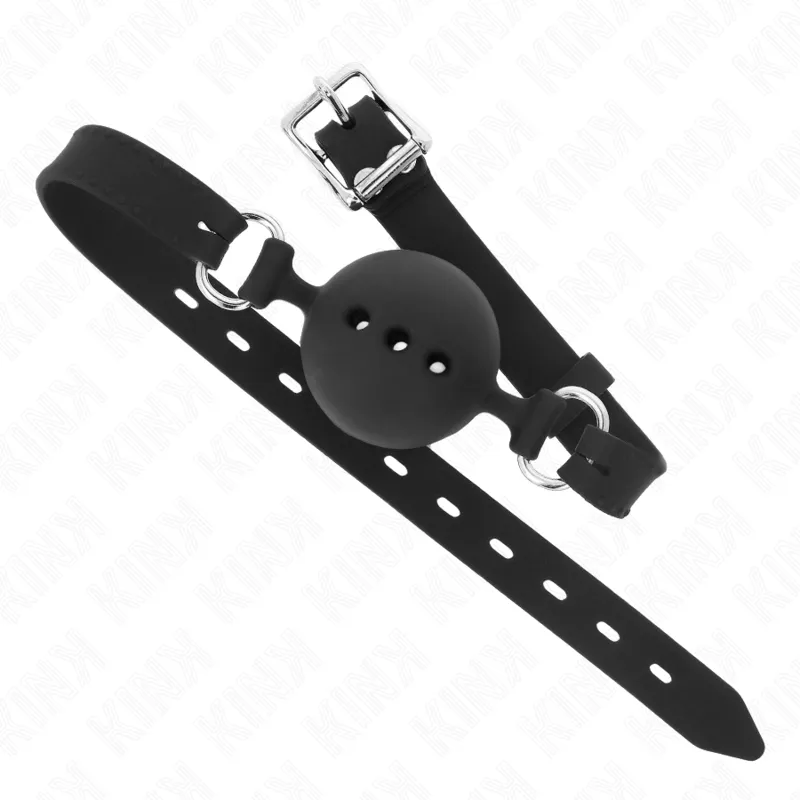 Kink - Full Silicone Gag 55 X 2 Cm With 4.5 Cm Ball Size M Black Adjustable 35-51 Cm 2