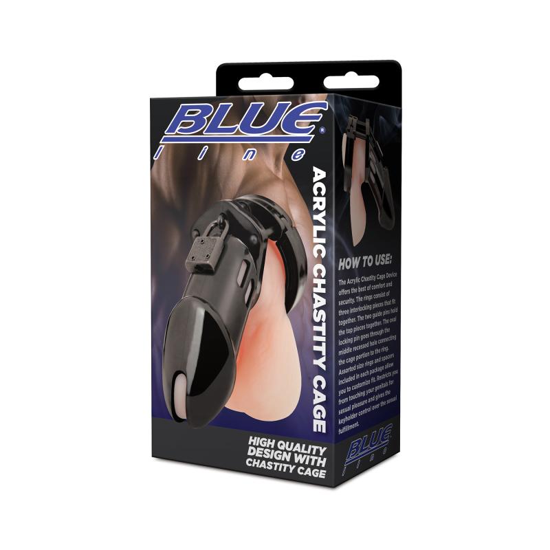 Blueline - Acrylic See-Thru Chastity Cage Black 5