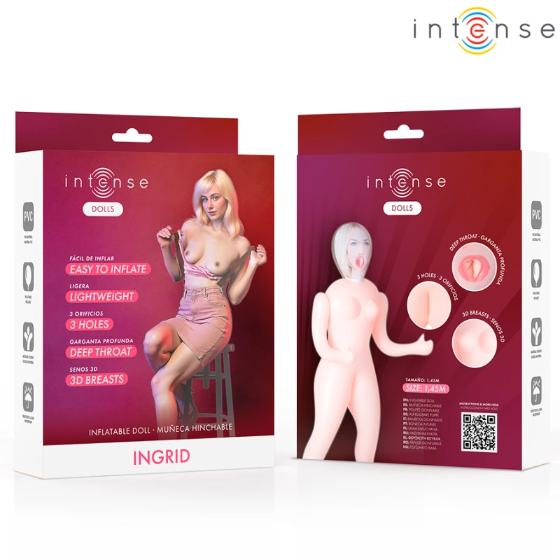 Intense dolls - ingrid inflatable doll with three orifices 3