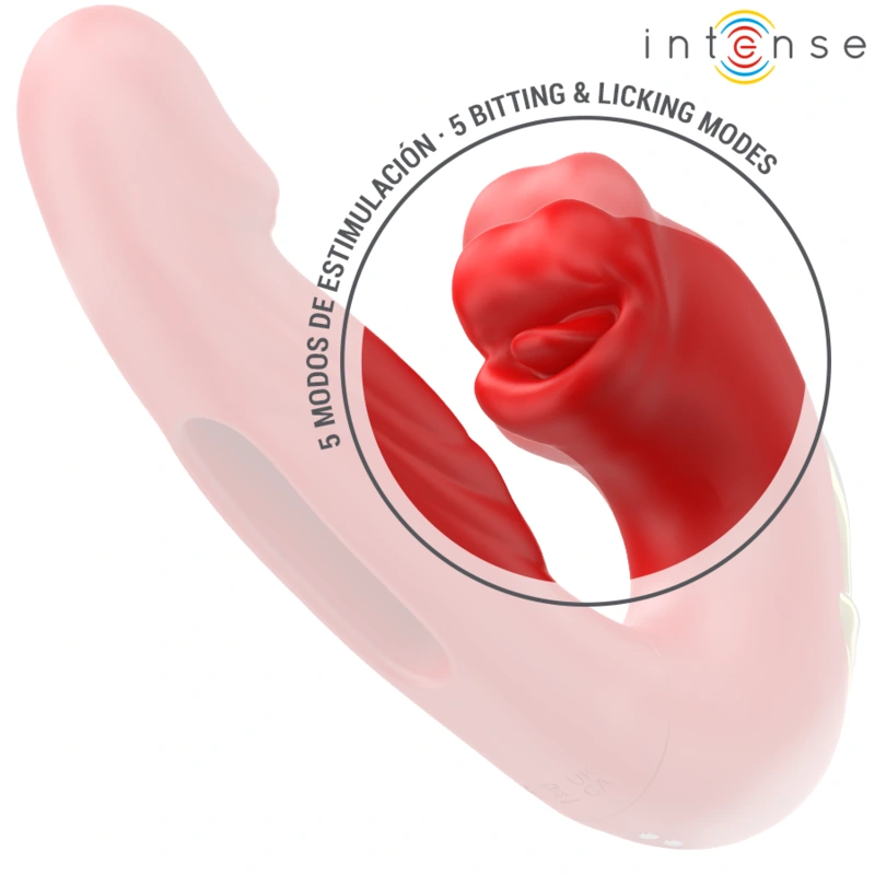 Intense - nathy double vibrator with multifunction stimulating mouth red 4