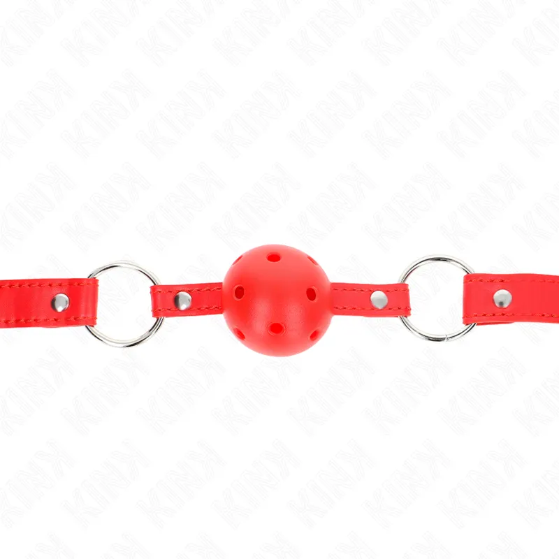 Kink - Breathable Ball 4 Cm Gag With Double Rivet Model 1 Red 62.5 X 2.5 Cm Adjustable 42-