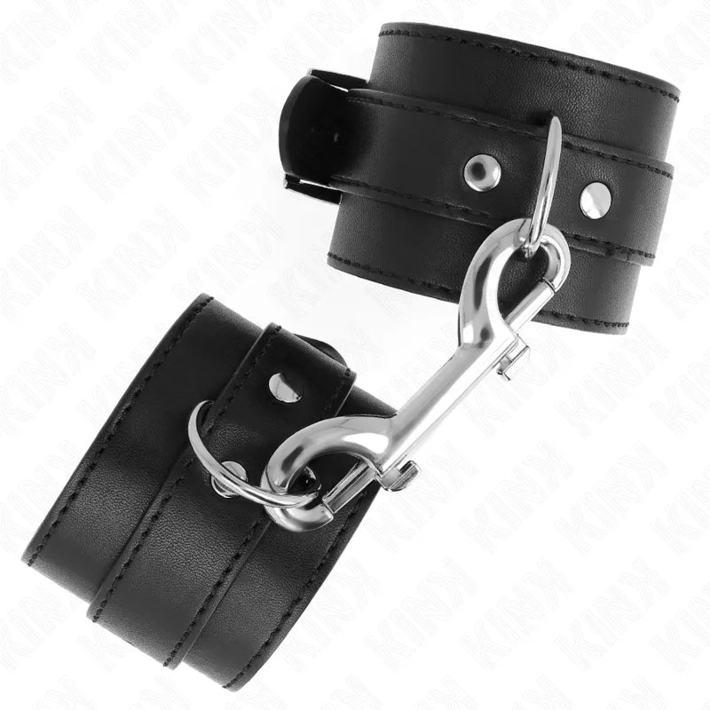 Kink - Wrist Restraints-Single Rivet Row And Big Buckle Black Adjustable 17-28 Cm X 5 Cm 1
