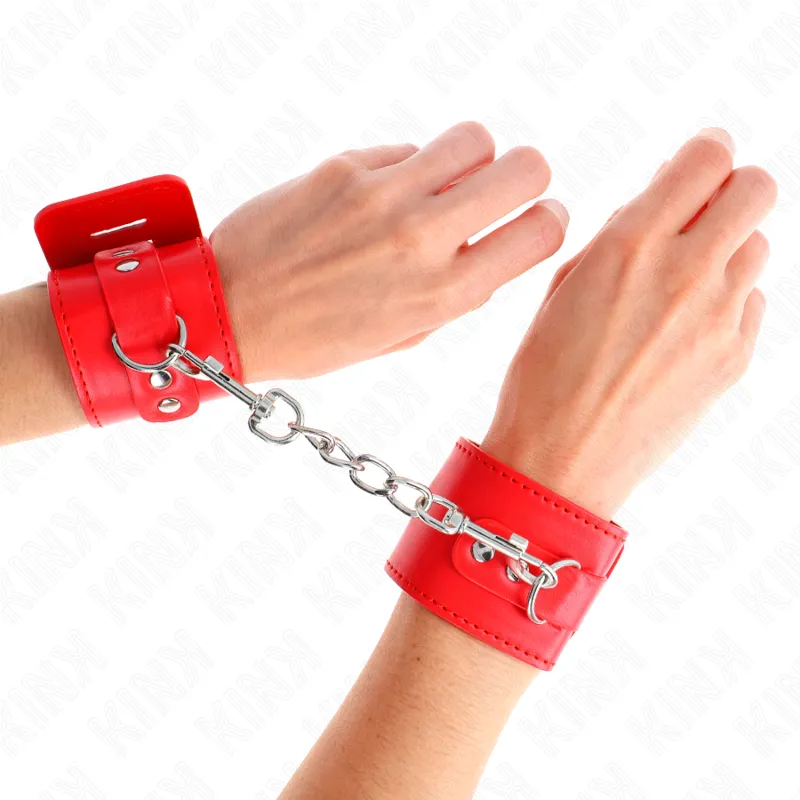 Kink - Wrist Restraints With Padlock Closure Red Adjustable 16-23 Cm X 5.5 Cm