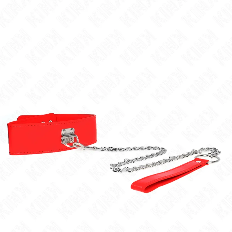 Kink - Necklace With Belt 65 Cm With Wide Red Strap Adjustable 33.5-41 Cm X 5 Cm