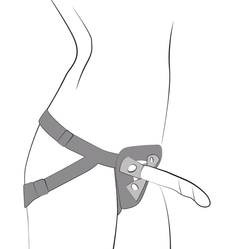 Romp - piccolo harness + silicone dildo with tricolor suction cup 14 cm 7