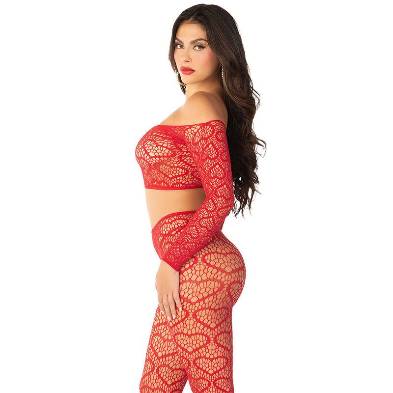 Leg avenue - crop top + stockings red one size 2