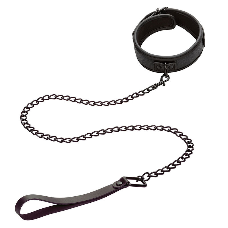 Calexotics - nocturnal collar & leash leather adjustable black 1