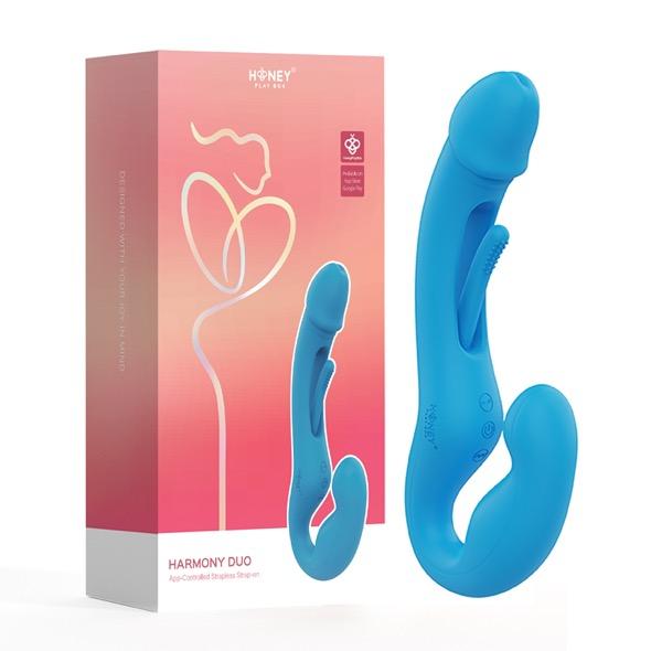 Honeyplaybox - Harmony Duo App-Controlled Strapless Strap-On Blue