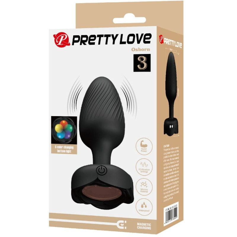 Pretty love - osborn anal plug with led light black 9.8 cm 8