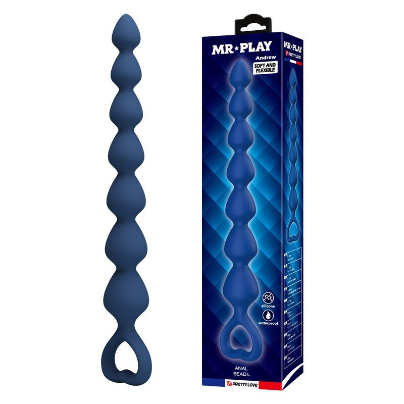 Mr play - blue silicone anal beads & anal plug 26.7 cm