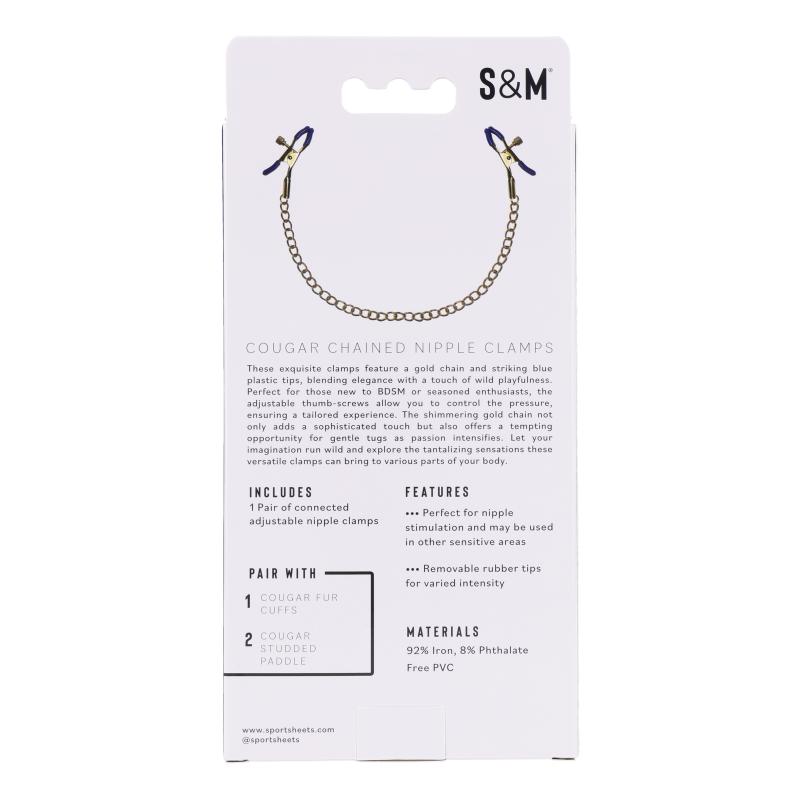 Sportsheets - Cougar Chained Nipple Clamps Gold 3