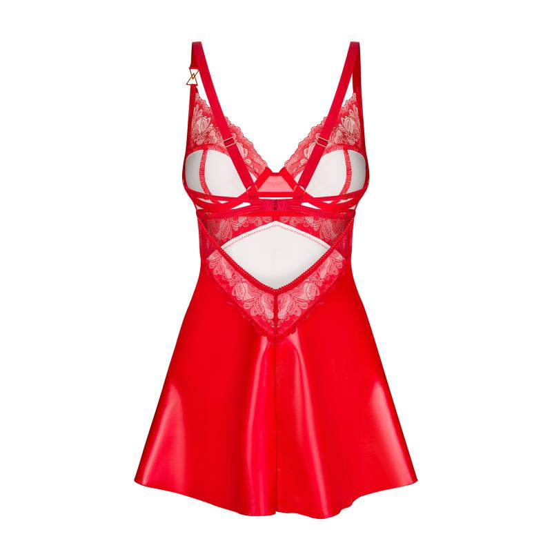 Obsessive - Aliosa Chemise & Thong Red L/XL 5