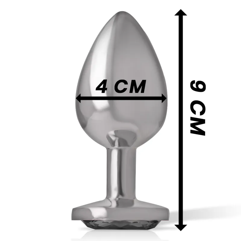Intense - Metal Aluminum Anal Plug With Black Glass Size L 3