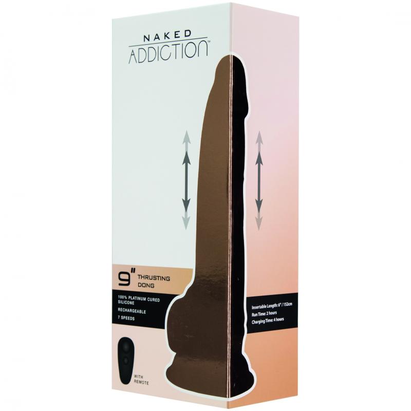 Naked Addiction - 9 Inch Thrusting Dong  With Remote Vanilla
