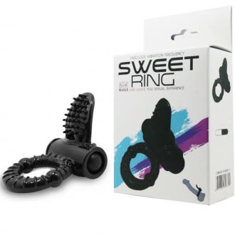 Sweet Ring Vibrating Ring With Textured Rabbit