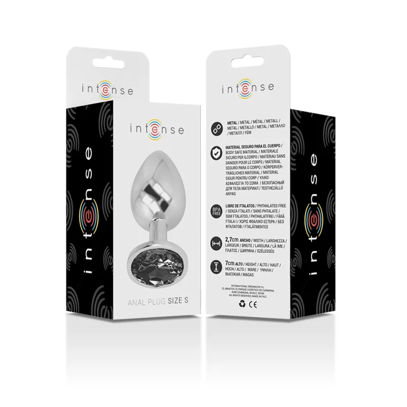 Intense - Metal Aluminum Anal Plug With Black Glass Size S - Análny Kolík 5