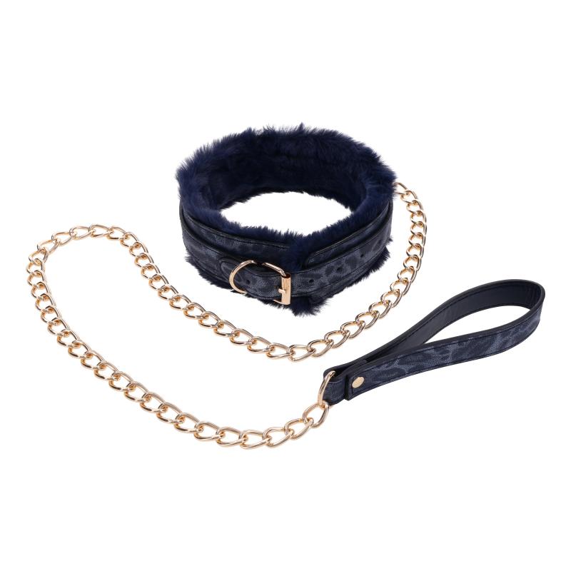 Sportsheets - Cougar Fur Collar & Leash Blue