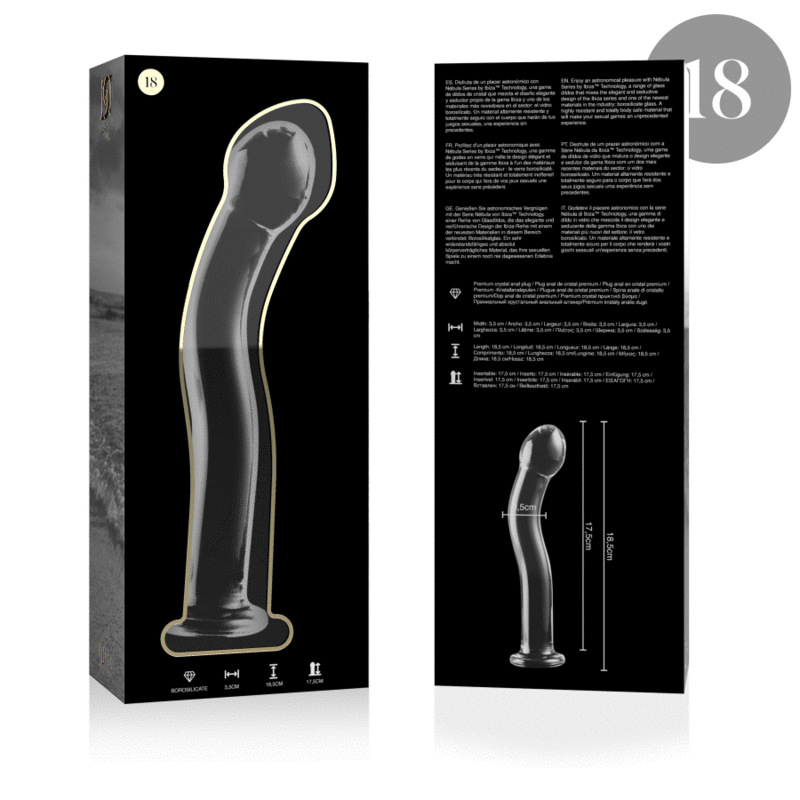 Nebula series by ibiza - model 18 dildo borosilicate glass clear 18.5 cm -o- 3.5 cm 3