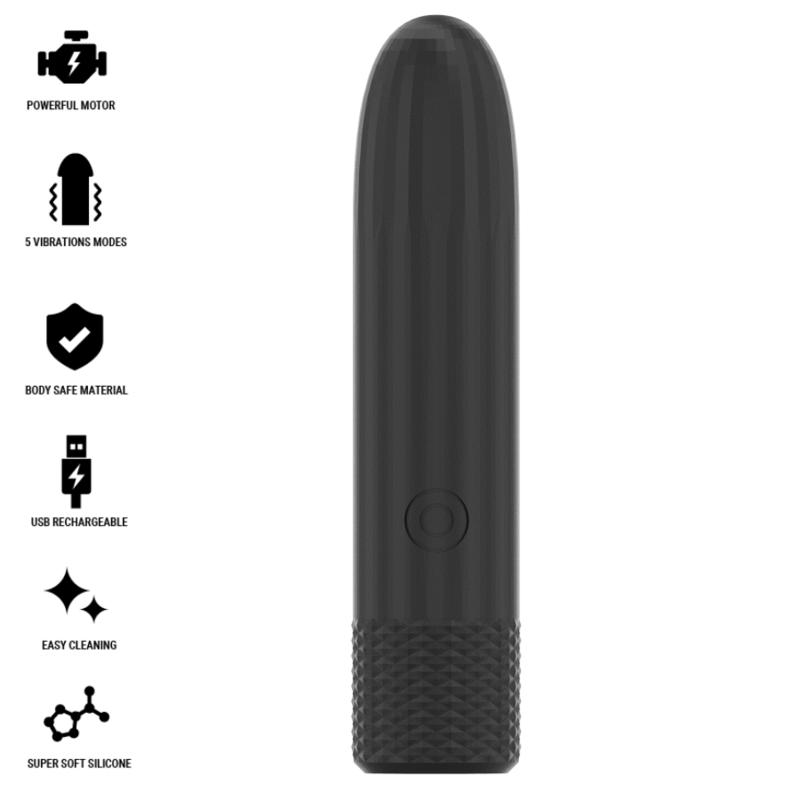 Black & silver - geri usb rechargeable vibrating bullet 8 vibrations black 10 x 2.2 cm 1