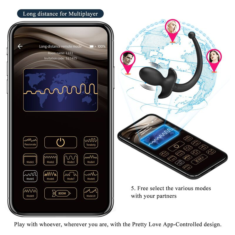 Pretty love - anthony app control anal and perineum vibrator black 12