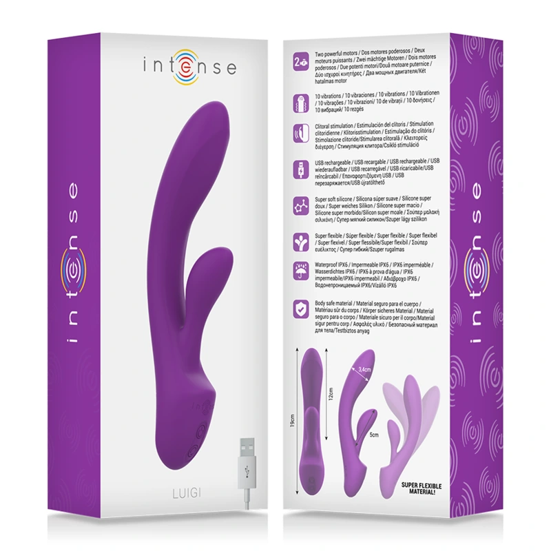 Intense - luigi rabbit vibrator liquid silicone purple 6