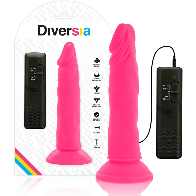 Diversia Flexible Vibrating Dildo 23 Cm - Pink