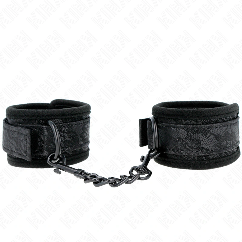 Kink - dark lace covered wrist cuffs neoprene adjustable black 20-29 cm x 5 cm 3