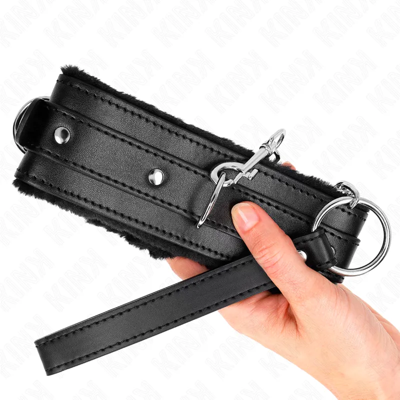 Kink - Collar With Leash 65 Cm With Restrictions Black 36-42 Cm X 5.5 Cm